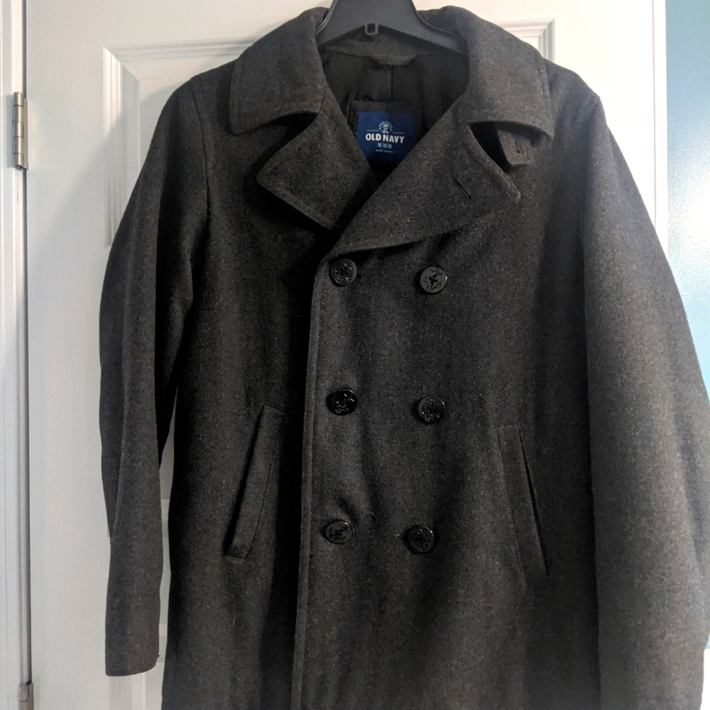 Charcoal gray wool peacoat. Men's Medium or woman's Large